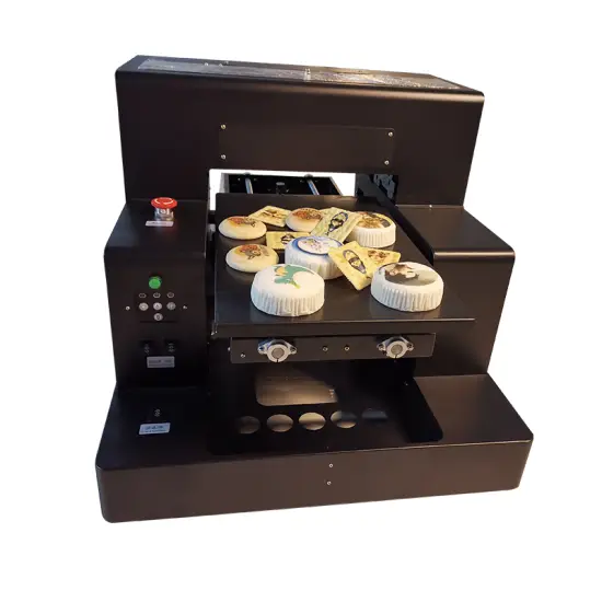 A3 edible food printer printing high-resolution images on cakes and cookies using food-safe ink.