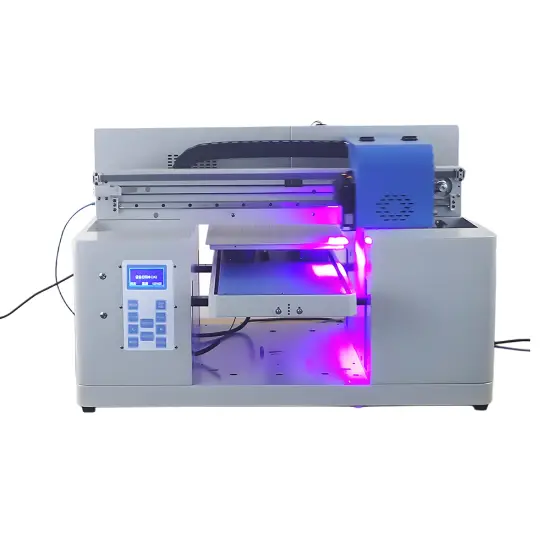 Industrial dual head UV printer printing vibrant embossed and metallic effects