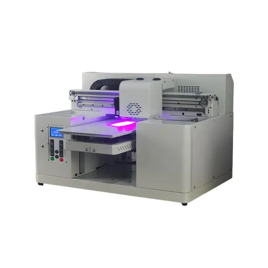 A2 Size UV printer with embossed glossy printing capability on various materials like acrylic, wood, and metal.