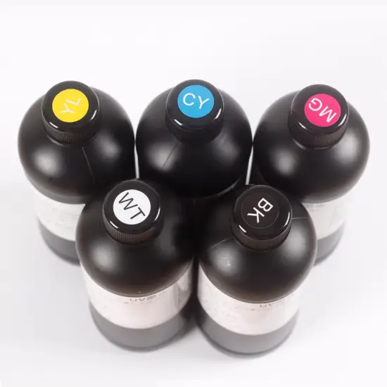 High-quality LED UV Ink curing instantly under LED UV light for industrial printing on various substrates.