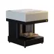 Industrial food printer creating personalized high-resolution edible designs on cakes, pizzas, and beverages.