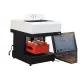 Industrial food printer creating personalized high-resolution edible designs on cakes, pizzas, and beverages.