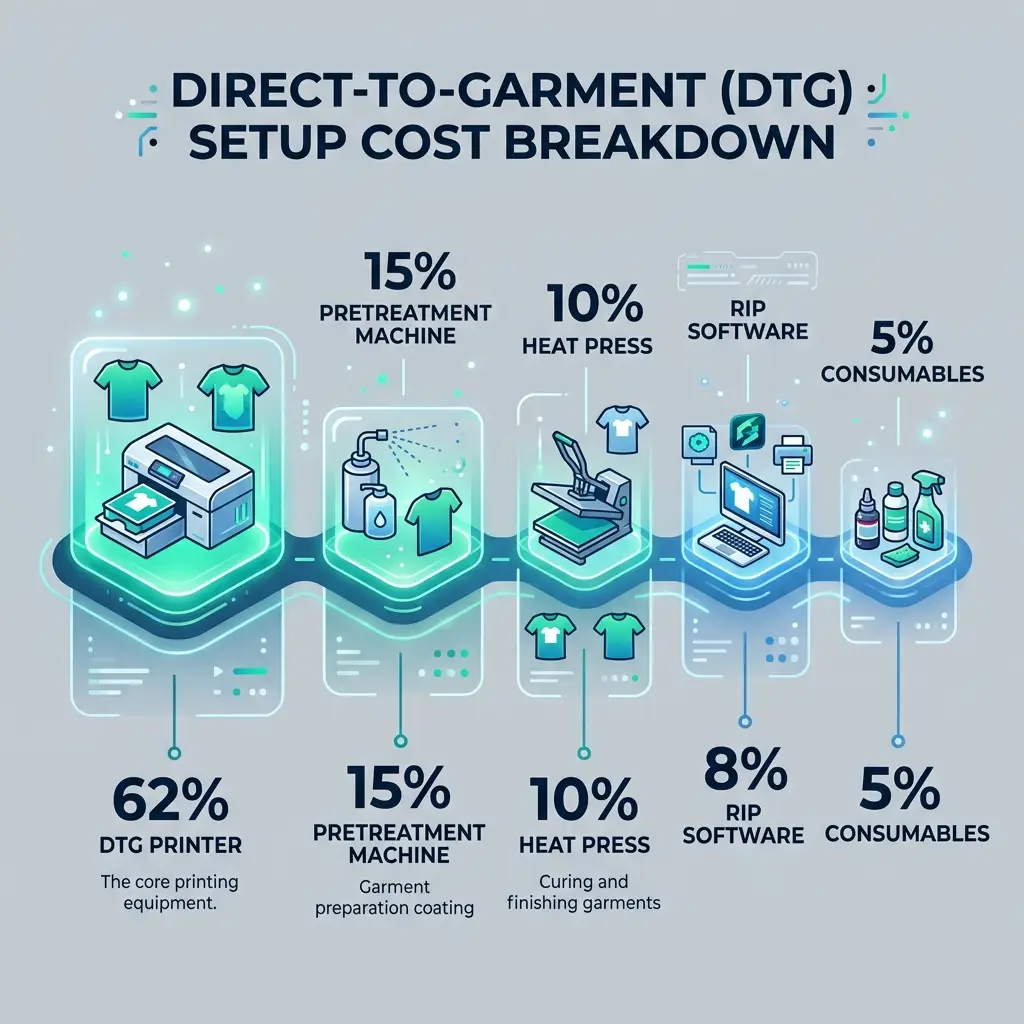 Infographic detailing the DTG business setup cost breakdown