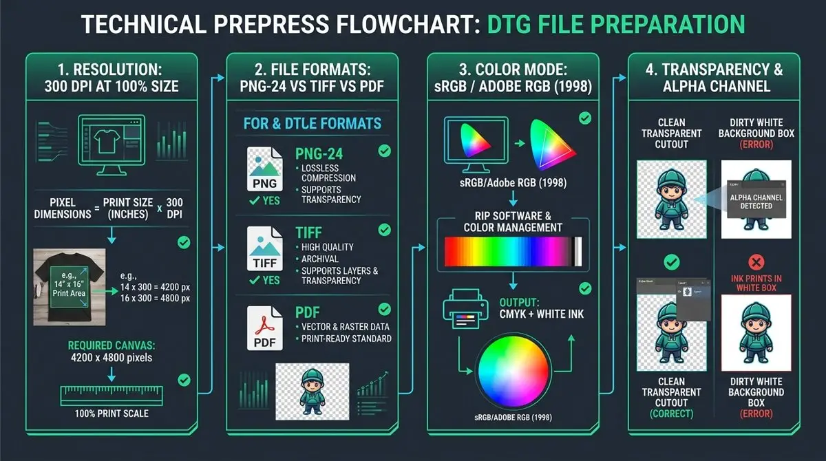 DTG Prepress Flowchart & Verification Diagram