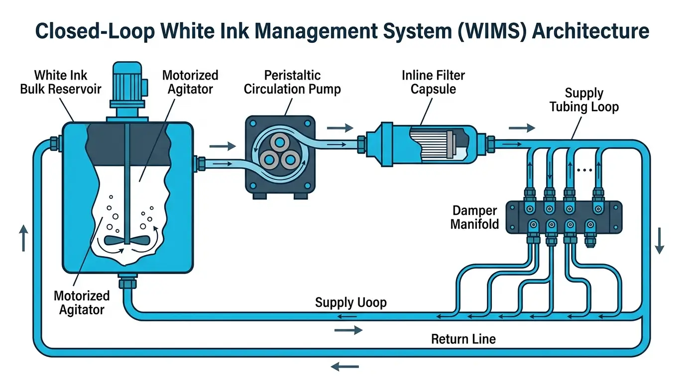 Closed Loop White Ink Management System WIMS Architecture Diagram