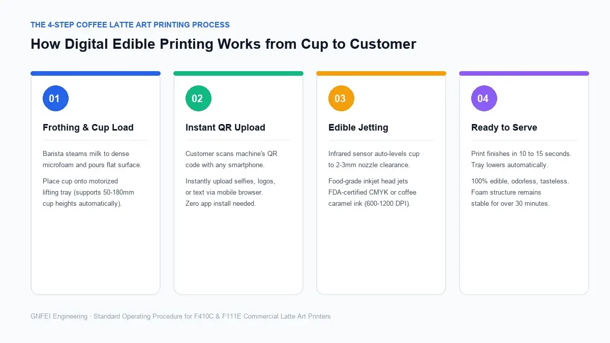 The 4-Step Operational Workflow of a Coffee Latte Printer