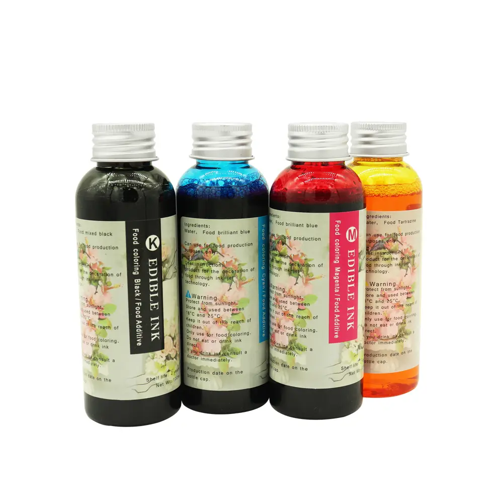 Premium CMYK edible food ink set for professional coffee and cake printers
