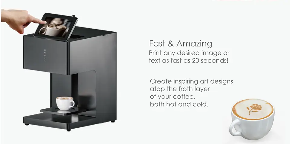 High resolution coffee art printer with smart control system