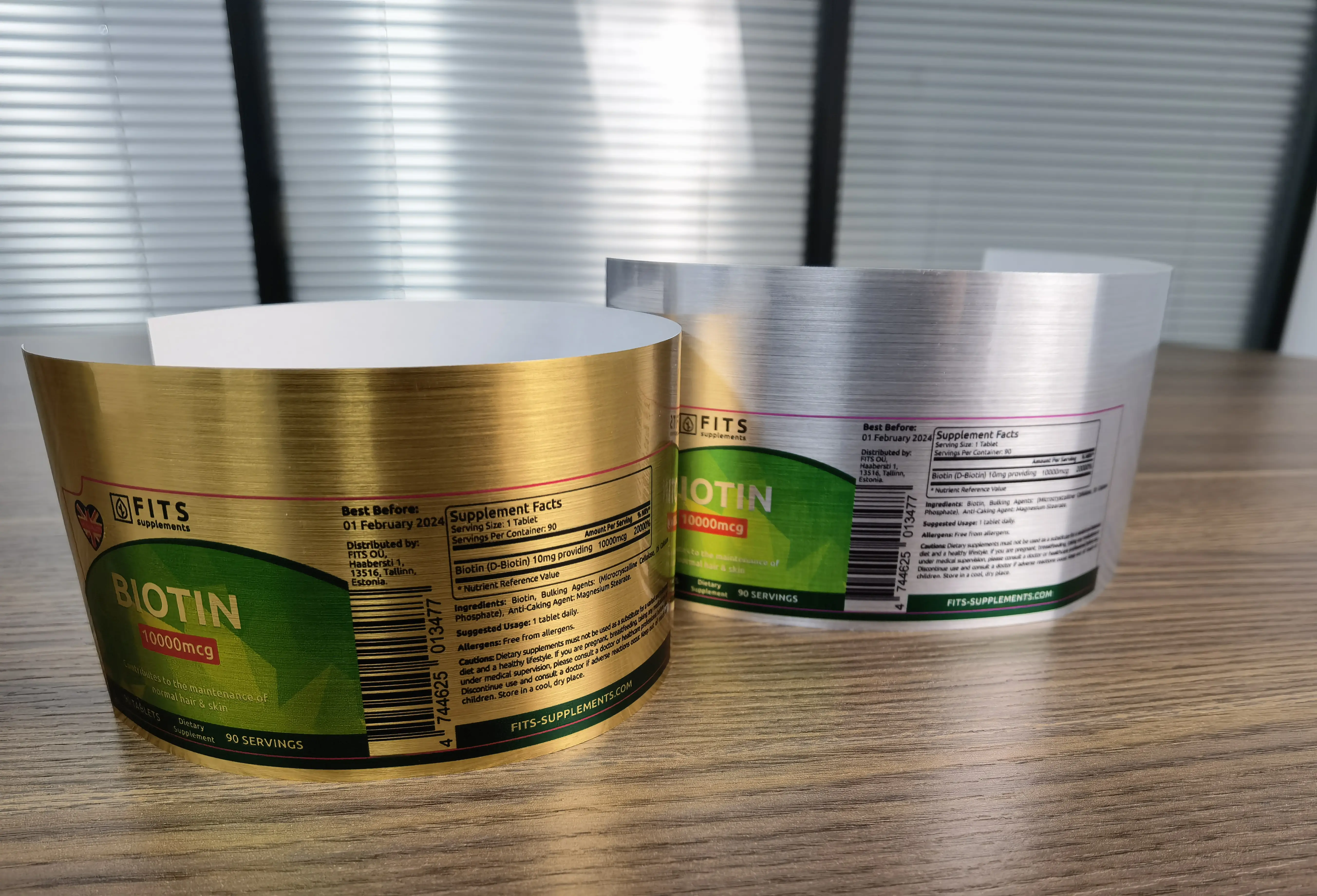 White circular UV DTF sticker labels