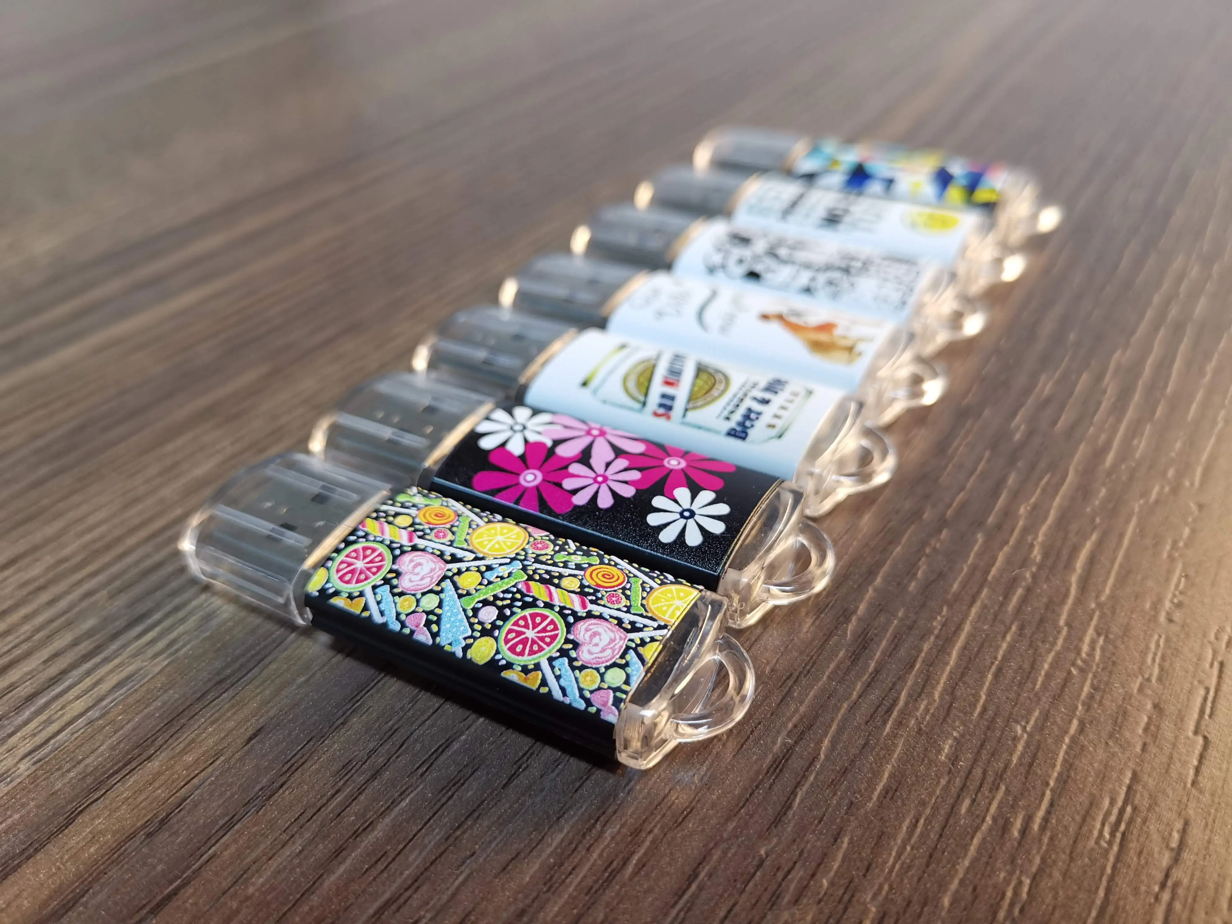 UV printed USB flash drives with colorful floral designs
